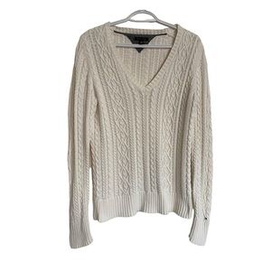 Tommy Hilfiger Cable Knit Sweater Women L Cream Color
